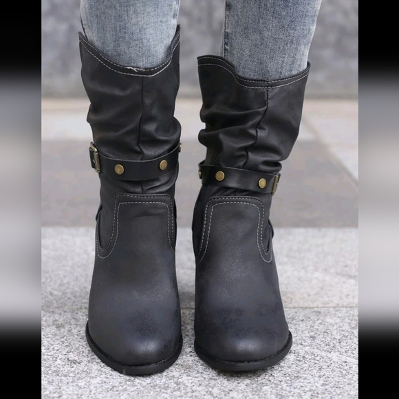 Slouchy Buckle Boots - Picture 2 of 9